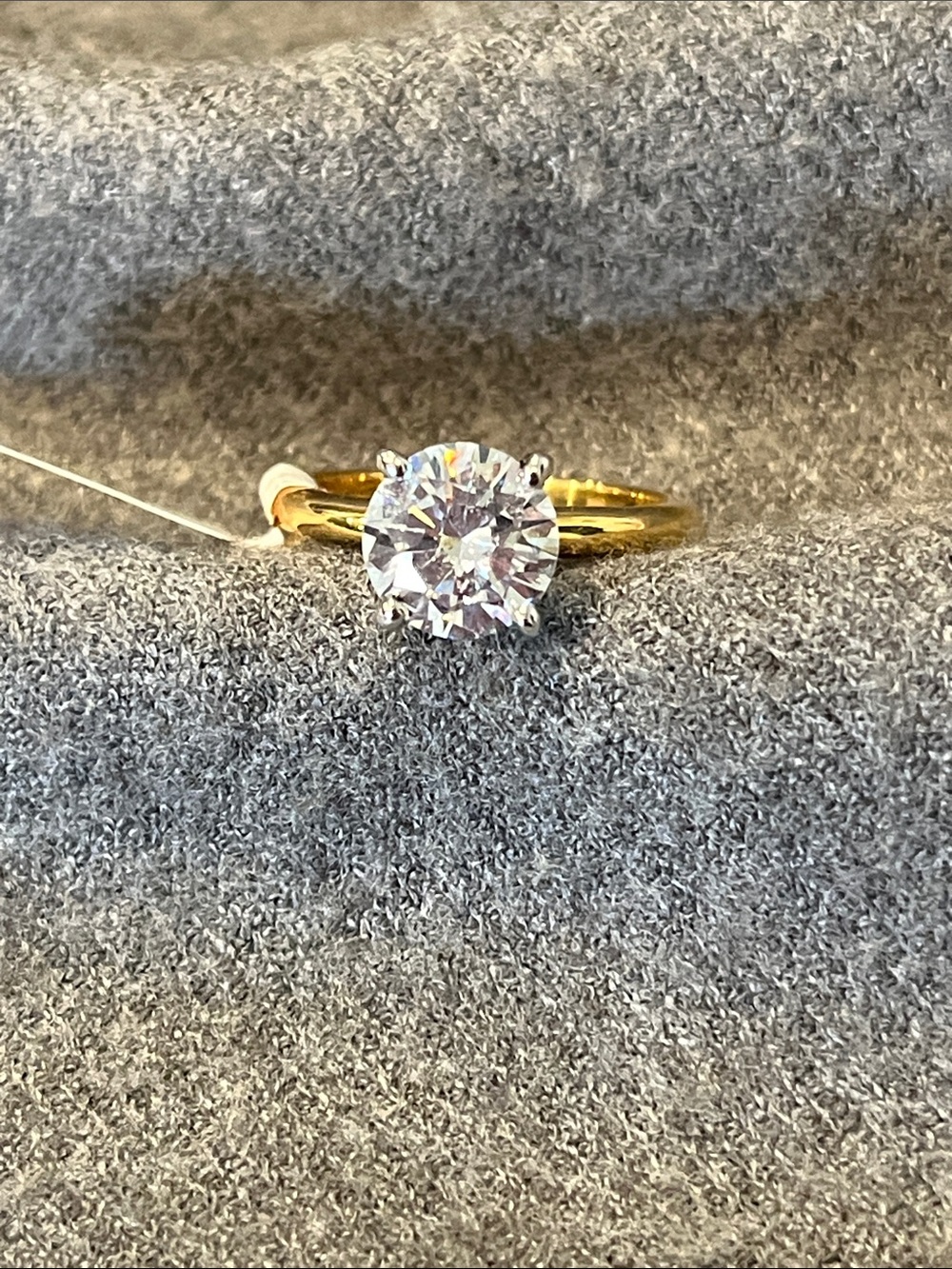 💕 2/$15 Gold Electroplated Solitaire CZ Ring-6